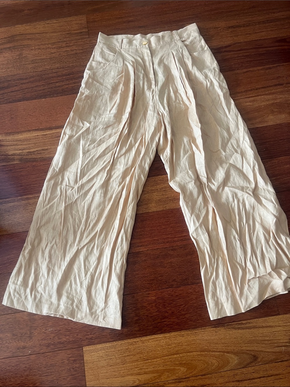FARM Rio Cream Wide-Leg Pleated Kids Pants